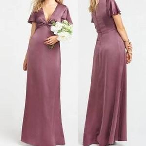 Show Me Your Mumu Rome Twist Gown in Dusty Plum Luxe Satin Size XXL New